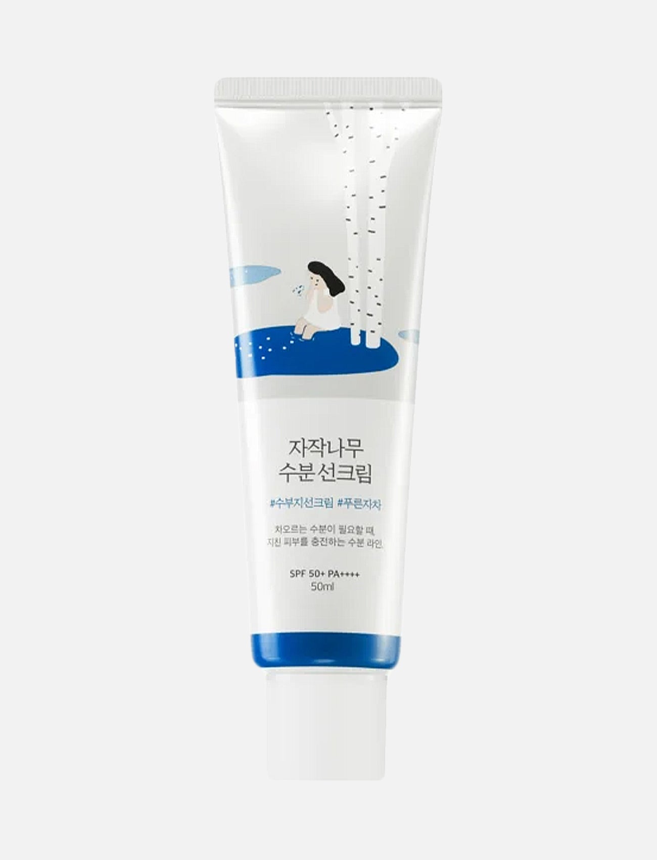 Es ist die Birch Moisturizing Sunscreen von Round Lab vor einem hellgrauen Hintergrund zu sehen.