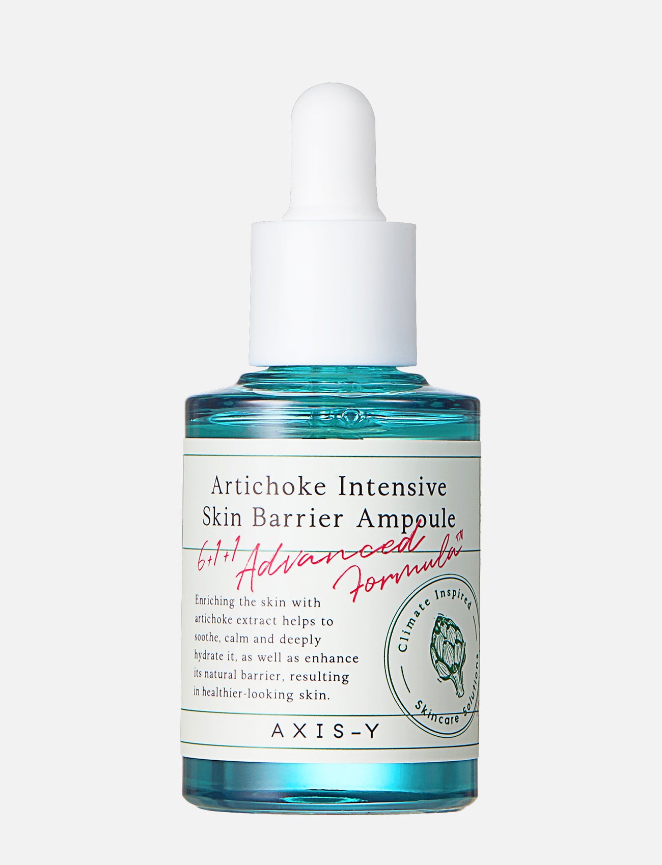 Die AXIS-Y Artichoke Intensive Skin Barrier Ampoule vor hellgrauem Hintergrund.