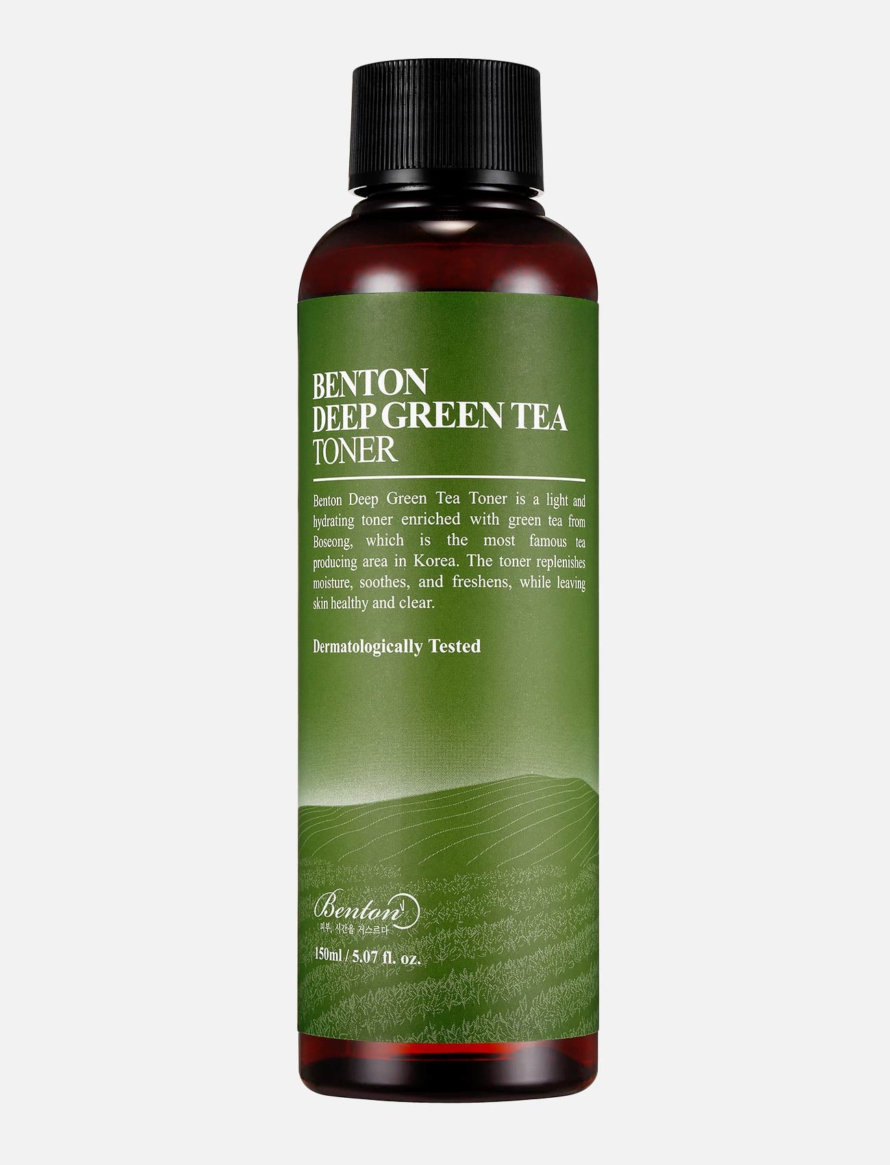 Benton Deep Green Tea Toner vor hellgrauem Hintergrund.