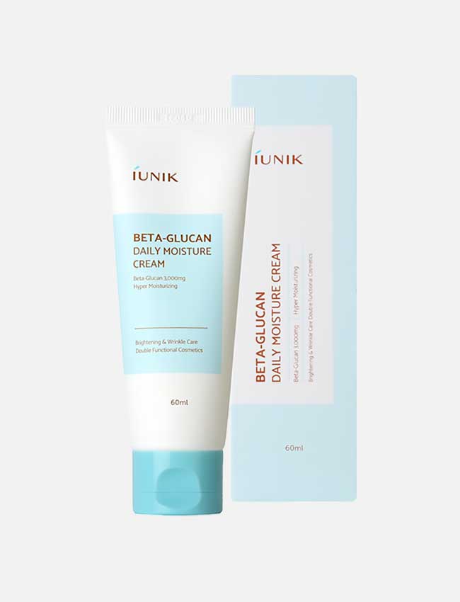 iUNIK Beta-Glucan Daily Moisture Cream mit Außenverpackung.