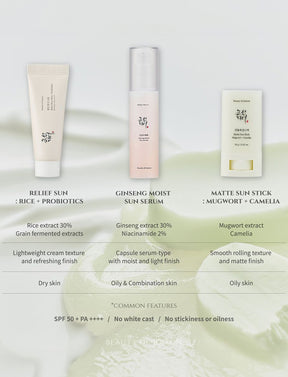Einer Vergleich der unterschiedlichen Beauty of Joseon Sunscreens.
