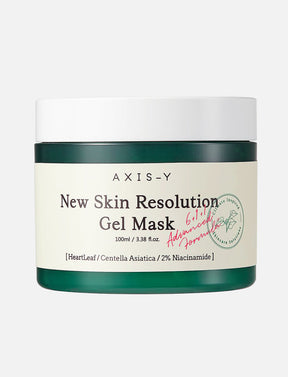 Die AXIS-Y New Skin Resolution Gel Mask vor hellgrauem Hintergrund.