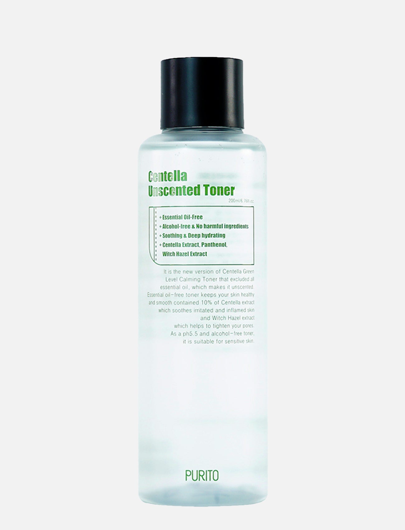 Der Purito Centella Unscented Toner vor hellgrauem Hintergrund.