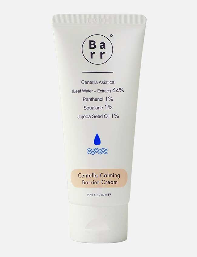 Die Barr Centella Calming Barrier Cream vor hellgrauem Hintergrund.